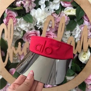 ALO Yoga Red Visor with Reflective Silver Shield